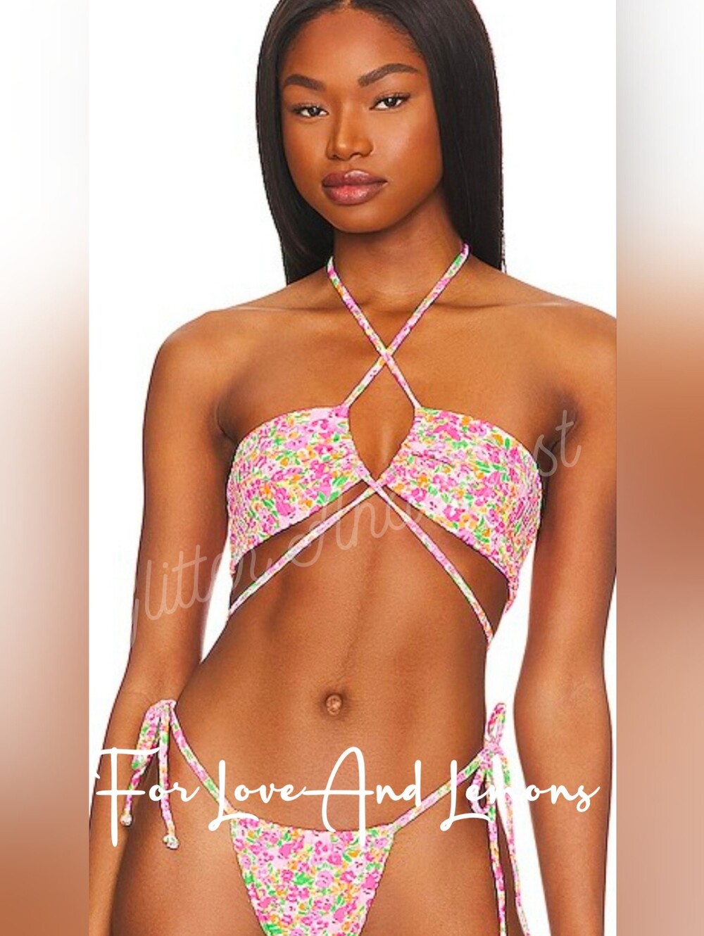For Love And Lemons Sidra Floral Bikini Top